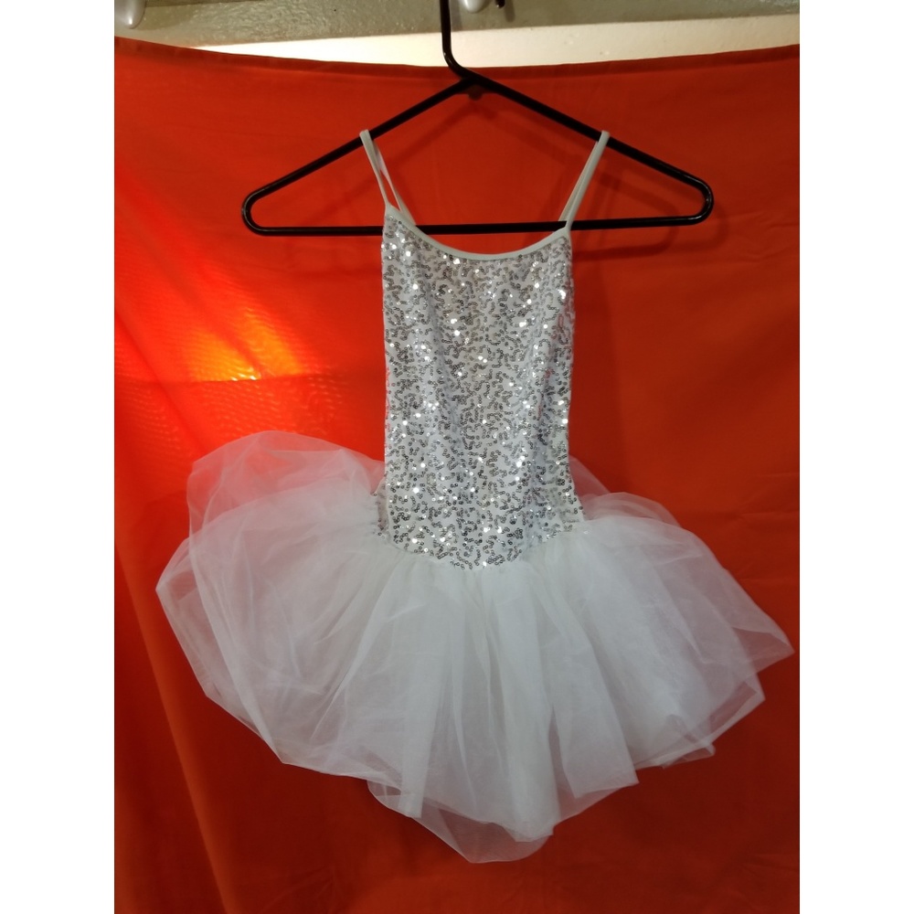 White and silver sequin tutu dancewear Size MC